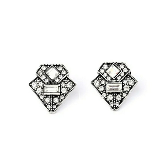 Jigdaliag Jewelry - Chevron Art Deco Vintage Stud Statement Earrrings